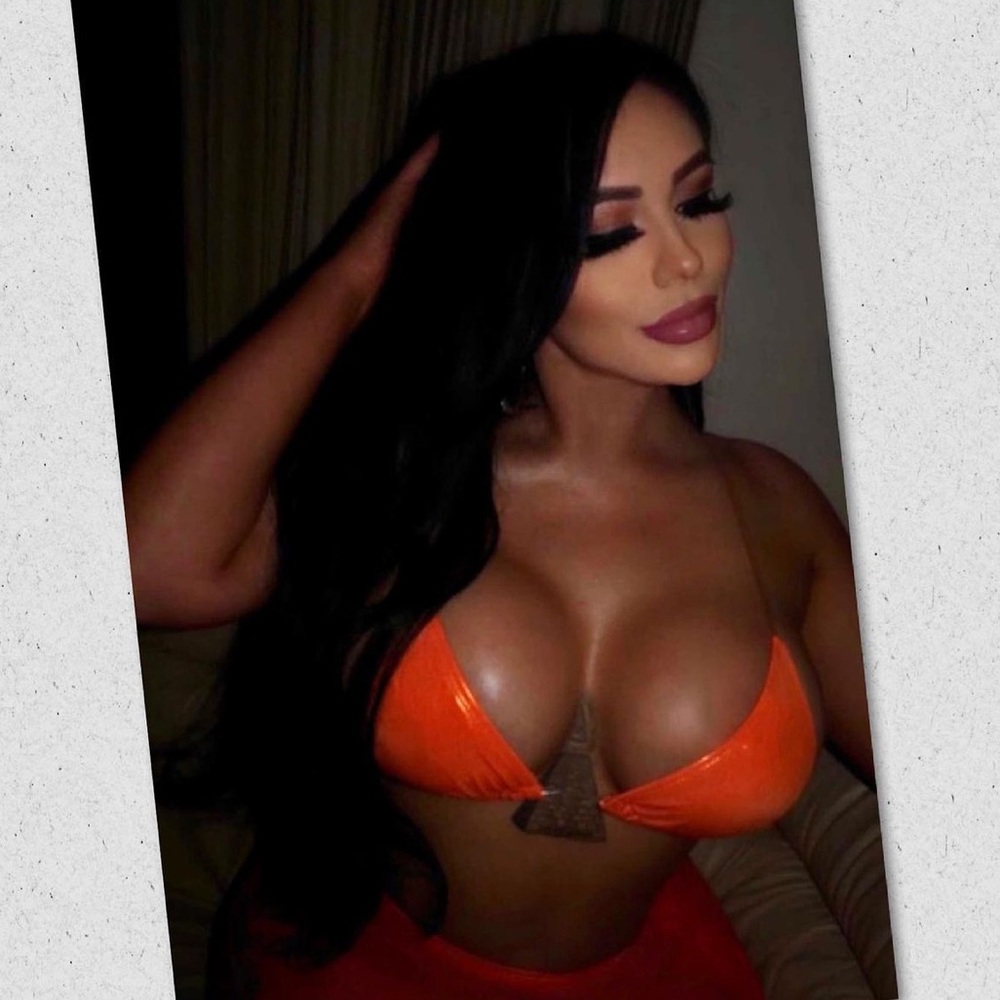 Orange latex bikini